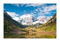 Sun just hitting the Yellow Aspens Maroon Bells