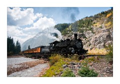 Train crossing the river near Silverton