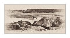 Walking along Happisburgh beach