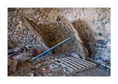 Sun Umbrellas in the Ruined Stone Factory