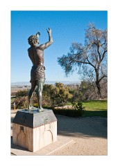 Statue looking Across the Country Side San Juan Bautista Mission