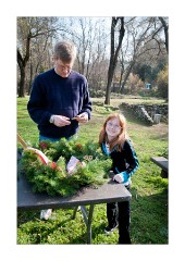 Roland and Nikki Making the Christmas Wreath