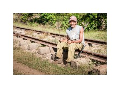 Trinidad Countryside Cuba 16  Walking to the Farriers Farm - Man showing us his Knives