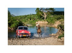 Trinidad Countryside Cuba 34  Washing the Car in the River and Horse Rider