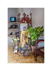 Trinidad Cuba 70  Home of the Santeria Priest - Television showing the Procession with this Idol