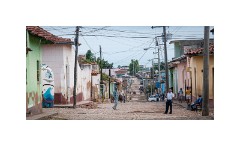 Trinidad Cuba 71  Trinidad Cobbled Street and our Coach waiting for us