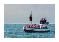 Iceland Day 2  Húsavík Whale Trip, our neighbouring boat and yes we were all dressed in similar well padded boiler suit outfitts to keep us warm