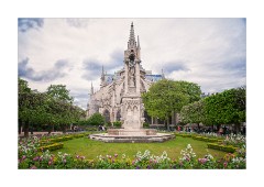 Garden and view of the Back of the Notre Dame
