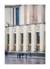 People looking towards the Eiffel Tower Palais de Chaillot