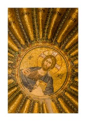 Istanbul  The Monastery of the Chora Church.  Dome of the Inner narthex with golden mosaics