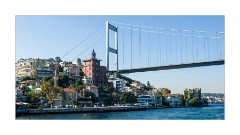 Istanbul  River cruise on the Bosphorus Asian sid. Fatih Bridge