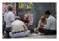 Jodhpur 061  The Brahmin area called the Blue City of Jodhpur -  men playing cards