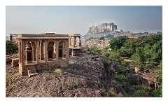 Jodhpur 073  Jaswand Thada Cenotaph looking towards the Meharangarh Fort