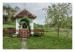 Copsa Mare 28  Shrine at the end of the village in the main street where the  Romanians and Germans live