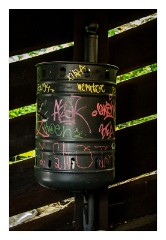 Sighisoara 10  Gaffeti on the waste bin in the Covered Staircase