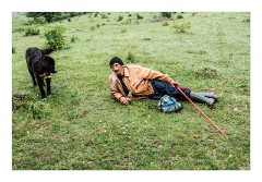 Viscri 18  Shepherd taking lunch with one of his three dogs