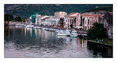 Bosa 07  Restaurant Ponte Vecchio that we ate at in Bosa (under the umbrellas)