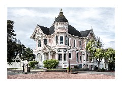 Mckinleyville Trip 57  Large Ornate Pink Building in Eureka