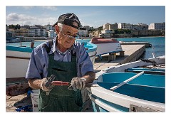 Puglia Lecce Area 028  Working on his Boat, Otranto Harbour
