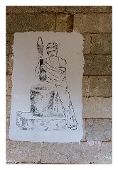 Puglia Lecce Area 063  Santa Maria de Cerrate Abbey - The Museum, Drawing of Pressing the Olives