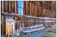 Bodie State Historic Park California 10  Bench along the side of The Independent Order of Oddfellows Lodge
