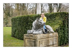 Anglesey Abbey 08  Sitting on one of the Lions