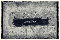 RAF Barnham 08  Date sticker of the last check on the doors of the 48 houses for plutonium