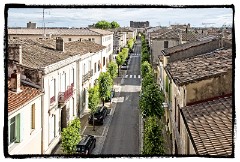 Aigues Mortes 01  View of the town from the Ramparts.  The name Aigues Mortes means dead waters or stagnant waters