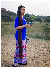Bagan 64  Burmese Doctor with the Longest Hair at Broken Crock Hill at Sunset