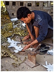 Mandalay 01  The Pounding of Gold Leaf for the Ornaments for the Temples and Stupas