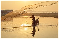 Mandalay 27  Fisherman with his Net at Sunrise