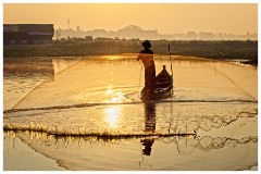 Mandalay 28  Fisherman with his Net at Sunrise