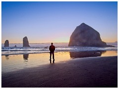 Oregon  07  Cannon Beach at Sunset - The Haystack and Roland