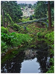 Cragside 01  View of the House and Iron 'bridge