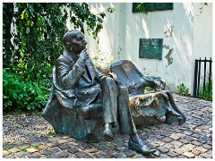 Krakow 030  Walking from Rynek Glowny to Kazimierz 23  The bench Jan Karski is the 7th of a  series of bench sculptures around the world, monuments by sculptor Charles Badyny dedicated to the memory of Ławeczka Jana Karskiego