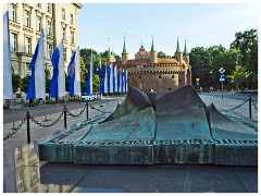 Krakow 099 The North Part of the City 10  Grunwald Monument with the Barbican in the Background