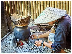 Luang Prabang Day 3 17  The Living Land Farm - Cooking the Sticky Rice