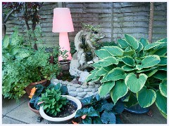 The Garden in May and June 027  Water Feature and Lamp