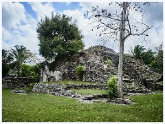 027 Dzibanche and Kohunlich  Kohunlich has a ball court, administrative buildings, spiritual areas, and palaces. In total there are 8 groups to explore on this site. What amazed archeologists was the hydraulic engineering used at Kohunlich. 90,000 of the site’s 210,000 sq meters were cut to channel rainwater into Kohunlich’s once enormous reservoir.