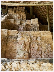 037 Dzibanche and Kohunlich  The masks are out of this world. With a height of 8 ft/2.5 m the masks are in good condition, a result of a further construction made to the pyramid in 700 AD that provided protection