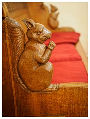 044 South Devon  The Family Church - The squirrel is significant to Compton Castle as it was the name of the ship Sir Humphrey Gilbert sailed on to found the first English colony in Newfoundland in 1583 in the name of Queen Elizabeth I.